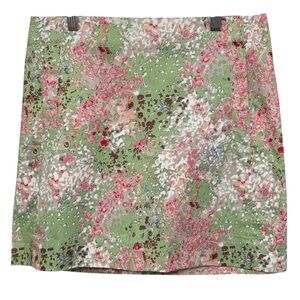 J.Crew Factory Floral Skirt Women’s 2 Green Pink Abstract Print Cotton Lined